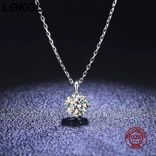 Simple Trendy Crystal Zircon Rhinestone Pendant Necklace For Women Charm White Gold Color Clavicle Chain Necklack WeddingJewelry - Floq & Raman
