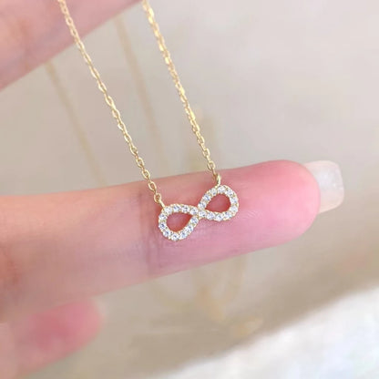 Love 8-Shaped Diamond Encrusted S925 Sterling Silver Necklace for Women Unique Design Choker Luxury Minimalist Jewelry - Floq & Raman