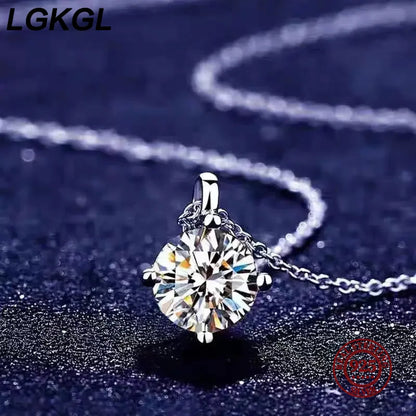 Simple Trendy Crystal Zircon Rhinestone Pendant Necklace For Women Charm White Gold Color Clavicle Chain Necklack WeddingJewelry - Floq & Raman