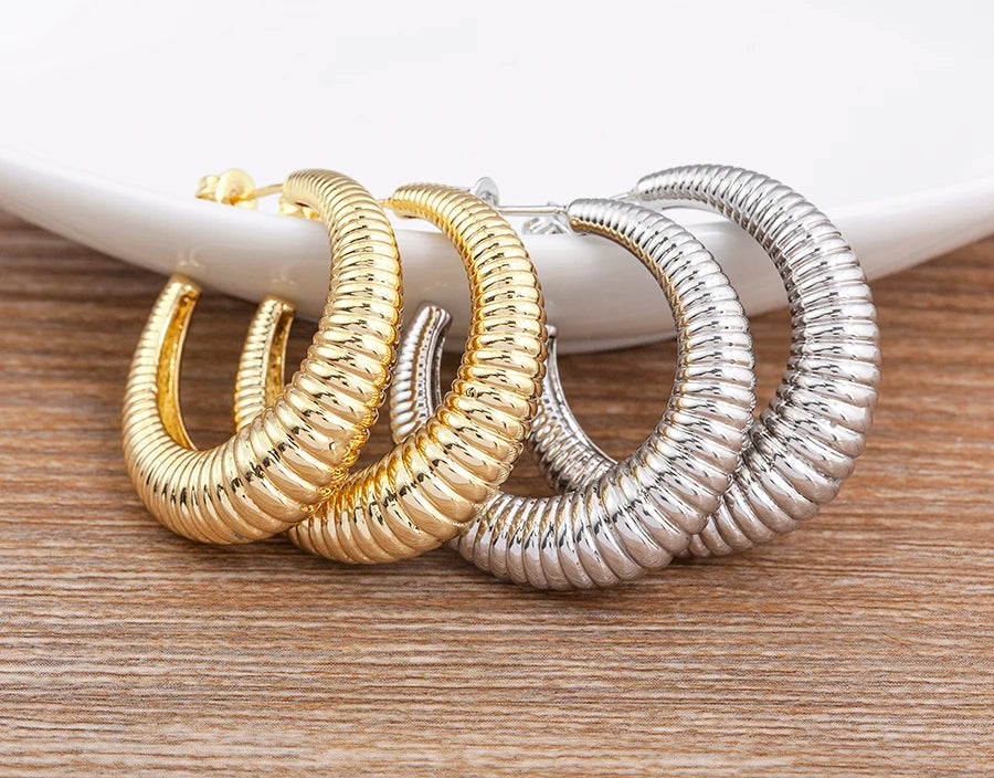 Top Quality 2 Colors Geometric Crescent Shape Adjustable Earrings Cubic Zirconia Women Retro Jewelry Classic Party Gift - Floq & Raman