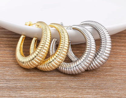 Top Quality 2 Colors Geometric Crescent Shape Adjustable Earrings Cubic Zirconia Women Retro Jewelry Classic Party Gift - Floq & Raman