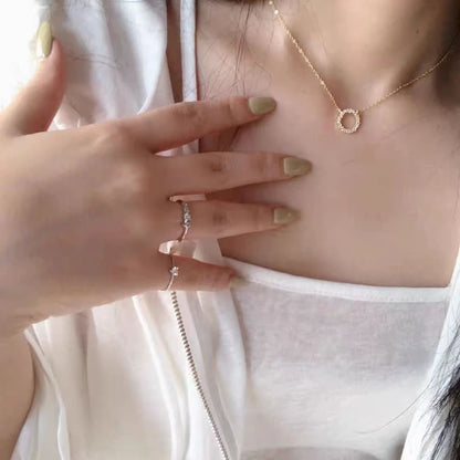 925 Sterling Silver 18K Gold Plating Pavé Crystal Round Star Same Style Necklace Women Fashion Party Jewelry Accessories - Floq & Raman