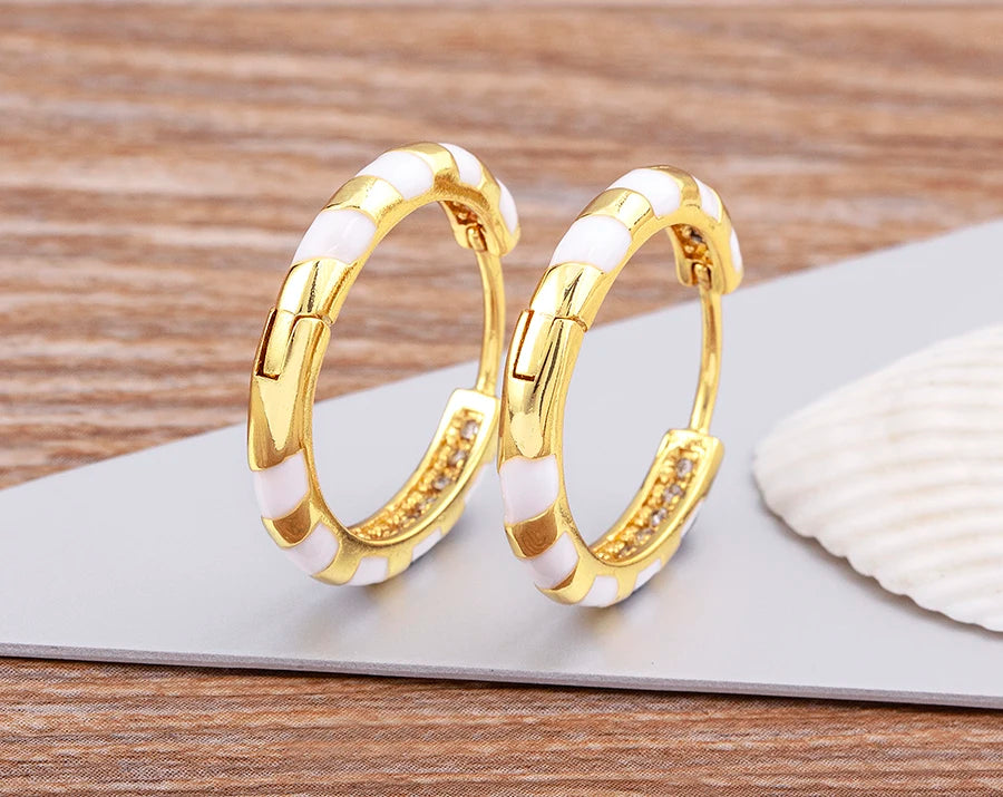 High Quality 6 Candy Colors Inlaid Zebra Stripe Pendant Fashion Earrings Enamel Oil Dripping Women's Simple French Jewelry Gifts - Floq & Raman