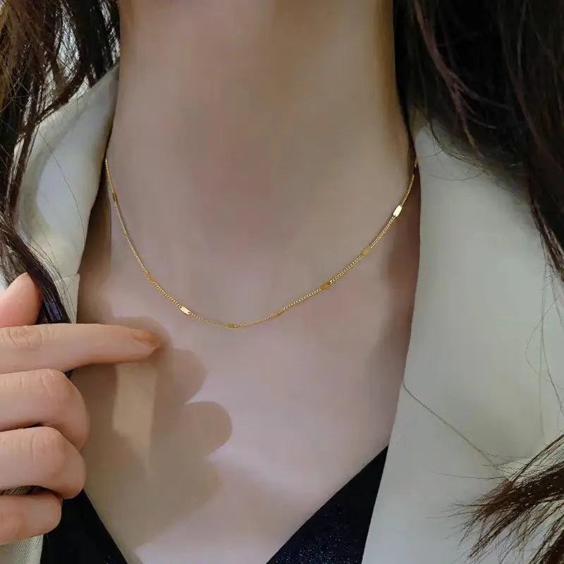 100% 925 Sterling Silver Choker Necklace for Women Clavicle Chain Simple Design for Girlfriend Birthday Party Gift Jewelry - Floq & Raman