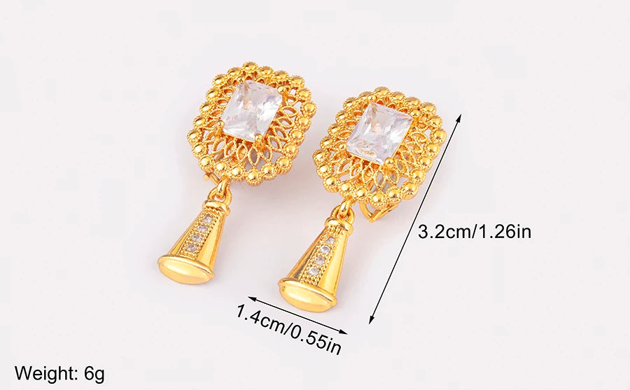 High Quality Rectangle/Evil Eye Shape Elegant Aesthetic Drop Earrings For Female Vintage Ear Jewelry Wedding Party Gifts - Floq & Raman