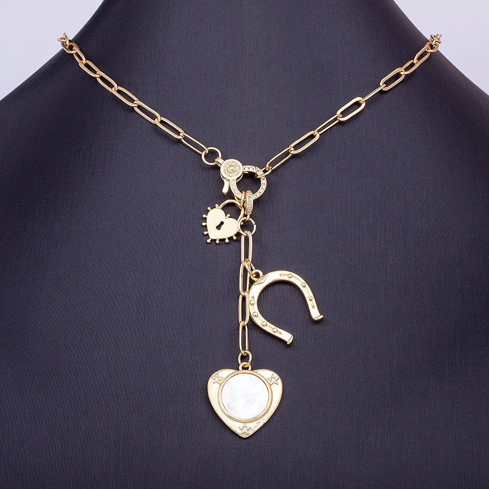 High Quality Love Heart Shape Charm Pendant Necklace For Women Female Elegant Aesthetic Chain Link Jewelry Gift Wholesale - Floq & Raman