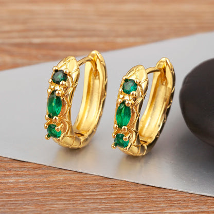 New Popular Snake Shape Cubic Zirconia Big Circle Hoop Earrings For Female Punk Style Daily Party Ear Jewelry Accessories - Floq & Raman