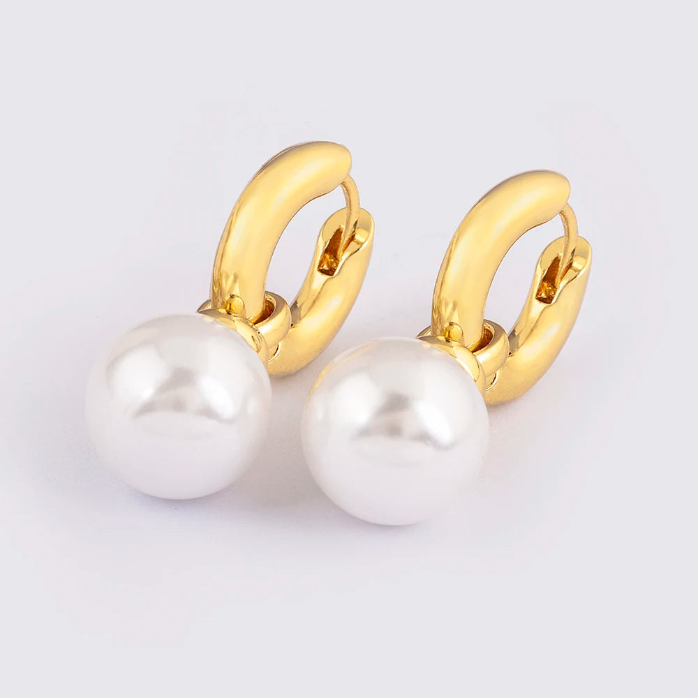 Fashion Gold/Silver Color Pearls Pendant Earrings For Women Fine Accessories Hoop Bohemia Ear Jewelry Wedding Gift - Floq & Raman