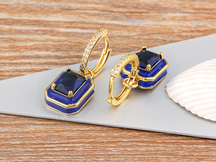 Fashion Geometric Women's Ear Buckle Earrings Zircon Gold Plated Engagement Wedding Birthday Gift Jewelry Accessories - Floq & Raman