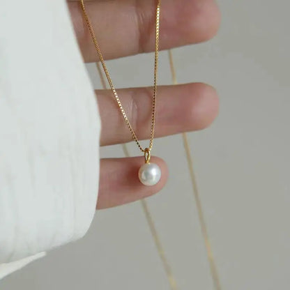 Pearl Pendant Necklaces for Women Temperament Clavicle Box Chain Choker 14K Gold Plated Jewelry - Floq & Raman