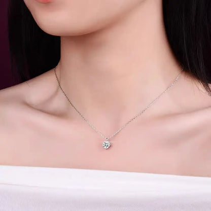 Simple Trendy Crystal Zircon Rhinestone Pendant Necklace For Women Charm White Gold Color Clavicle Chain Necklack WeddingJewelry - Floq & Raman