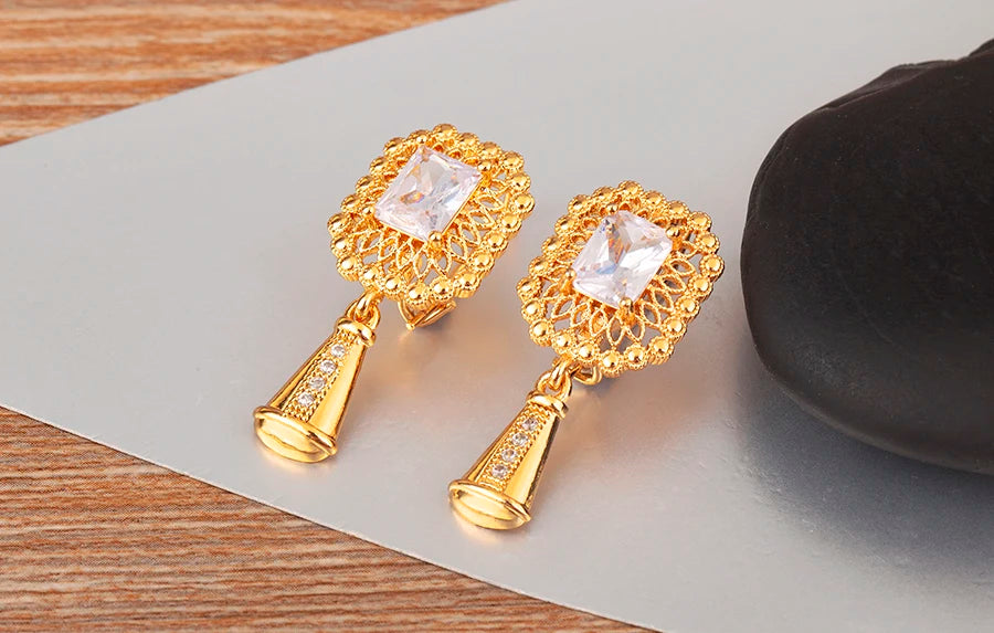 High Quality Rectangle/Evil Eye Shape Elegant Aesthetic Drop Earrings For Female Vintage Ear Jewelry Wedding Party Gifts - Floq & Raman