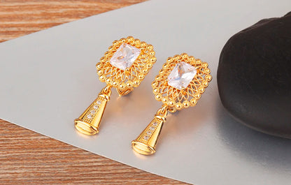 High Quality Rectangle/Evil Eye Shape Elegant Aesthetic Drop Earrings For Female Vintage Ear Jewelry Wedding Party Gifts - Floq & Raman