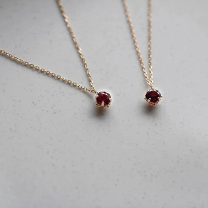 S925 Sterling Silver 14K Gold Plated Pomegranate Red Zircon Pendant Necklace Clavicle Chain Gift for Women Vintage Elegant - Floq & Raman