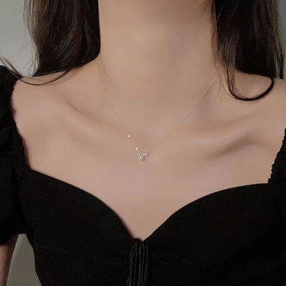 Real 925 Sterling Silver Zircon CZ Bowknot Pearl Choker Necklace for Women Cute Fine Jewelry Minimalist Accessories - Floq & Raman