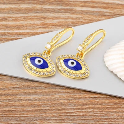 Nidin New Turkish Amulet Evil Eye Drop Earrings 4 Colors Lucky Charm Dangle Ear Hook Jewelry Birthday Wedding Gift Wholesale - Floq & Raman