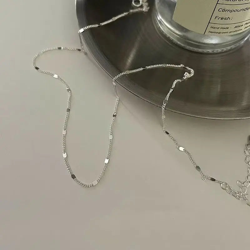 100% 925 Sterling Silver Choker Necklace for Women Clavicle Chain Simple Design for Girlfriend Birthday Party Gift Jewelry - Floq & Raman