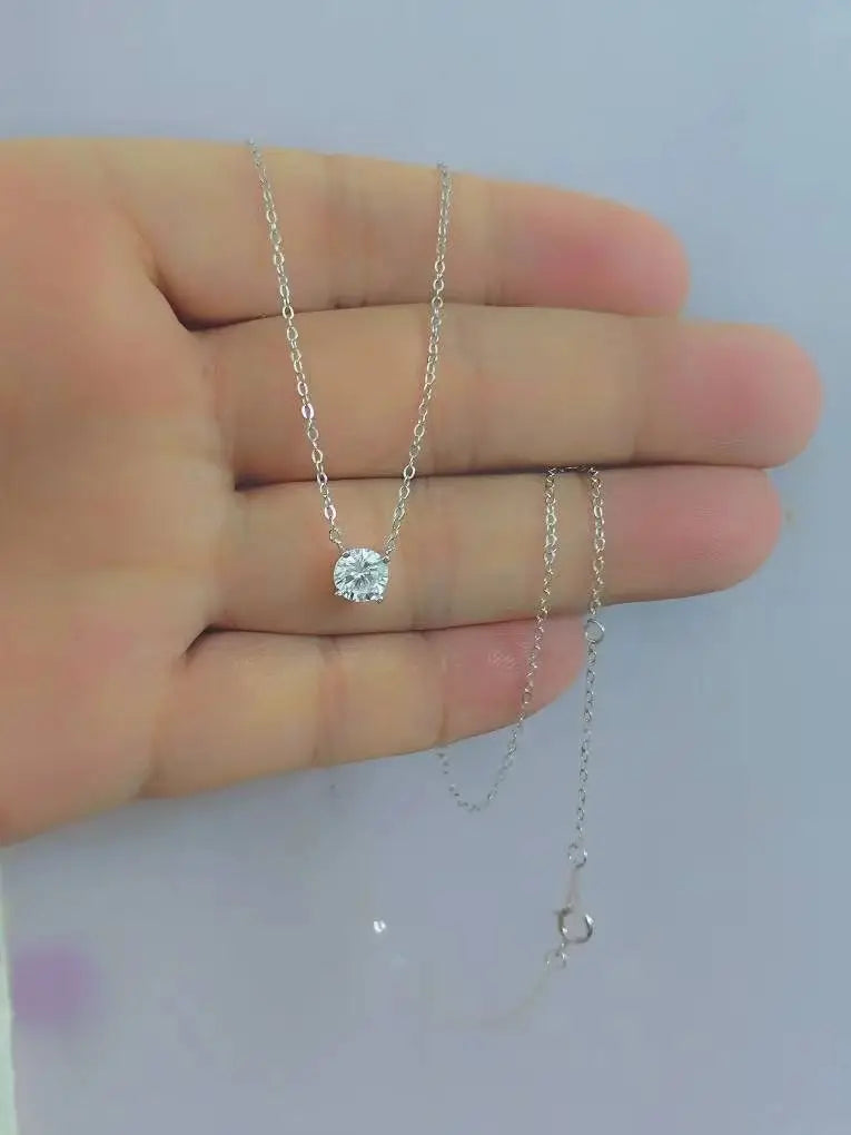 925 Sterling Silver 18k Gold Plated Necklaces Versatile Single Sparkling 6mm Zircon Clavicle Chain Female Wedding collars - Floq & Raman