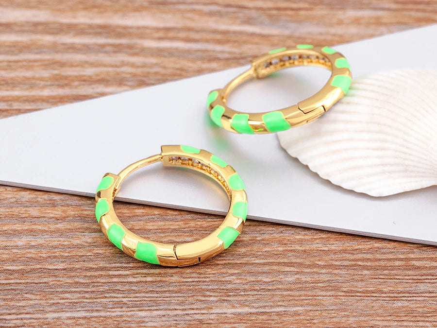 High Quality 6 Candy Colors Inlaid Zebra Stripe Pendant Fashion Earrings Enamel Oil Dripping Women's Simple French Jewelry Gifts - Floq & Raman