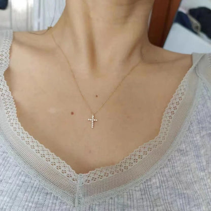 925 Sterling Silver Cute Cross JkeliPendant Simple Necklace Female Clavicle Chain Fine Jewelry For Women Gift Wholesale - Floq & Raman