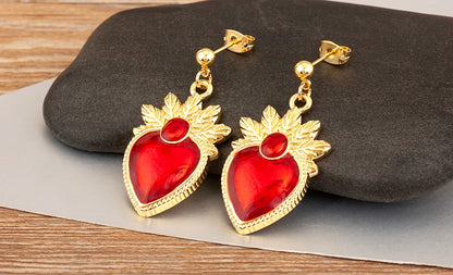 High Quality 6 Styles Sacred Heart Drop Earrings For Women Female Gorgeous Dazzling Ear Jewelry Accessories Party Gifts - Floq & Raman