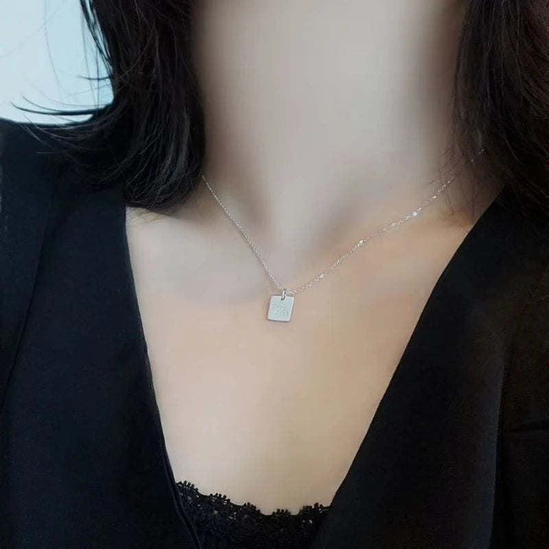 925 Sterling Silver Simple Initial Good Luck Pendant Clavicle Choker Necklace for Women Fashion 14k Gold Plated Jewelry - Floq & Raman