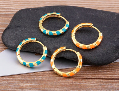 High Quality 6 Candy Colors Inlaid Zebra Stripe Pendant Fashion Earrings Enamel Oil Dripping Women's Simple French Jewelry Gifts - Floq & Raman