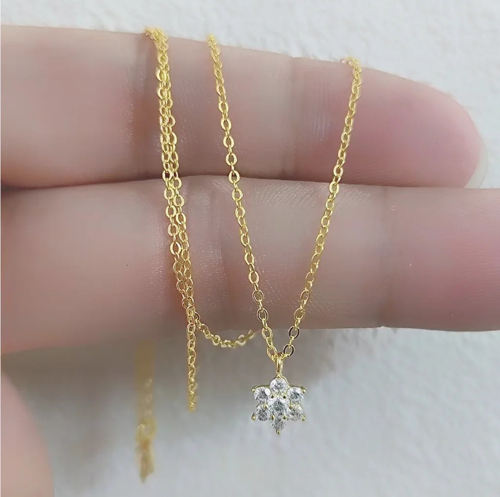 Real 925 Sterling Silver Seven star Zircon Pendant Necklaces for Women Cute Light Luxury Fine Jewelry Minimalist Plant Accessori - Floq & Raman