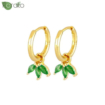925 Sterling Silver Green Crystal CZ Hoop Earrings for Women | 2023 Luxury Gold Small Huggie Earrings | Fashion Piercing Jewelry - Floq & Raman