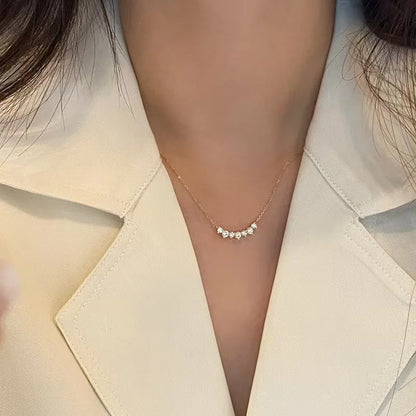 S925 Sterling Silver Simple Pavé Crystal Sparkling Clavicle Chain Necklace Women Light Luxury Wedding Jewelry Accessories - Floq & Raman