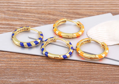 High Quality 6 Candy Colors Inlaid Zebra Stripe Pendant Fashion Earrings Enamel Oil Dripping Women's Simple French Jewelry Gifts - Floq & Raman