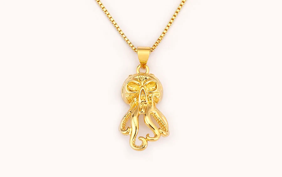 Trendy Cool Style Octopus Shape Charm Pendant Necklace For Female Male Copper Inlaid Zircon Jewelry Daily Party Gifts - Floq & Raman