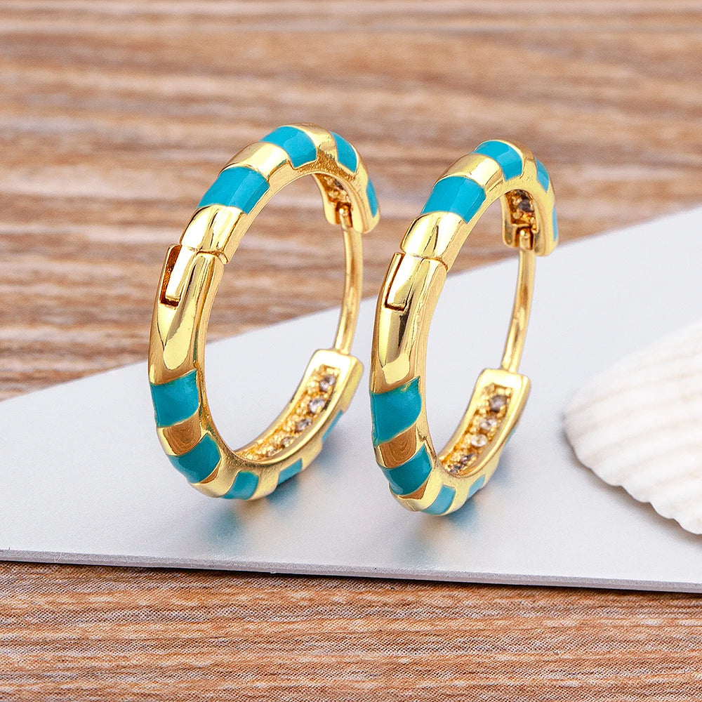 High Quality 6 Candy Colors Inlaid Zebra Stripe Pendant Fashion Earrings Enamel Oil Dripping Women's Simple French Jewelry Gifts - Floq & Raman