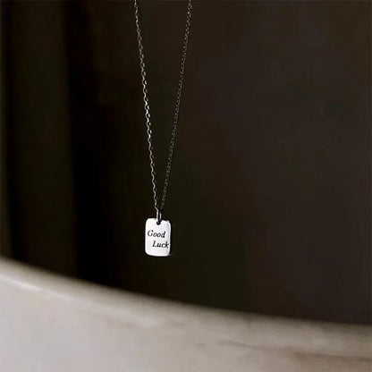 925 Sterling Silver Simple Initial Good Luck Pendant Clavicle Choker Necklace for Women Fashion 14k Gold Plated Jewelry - Floq & Raman