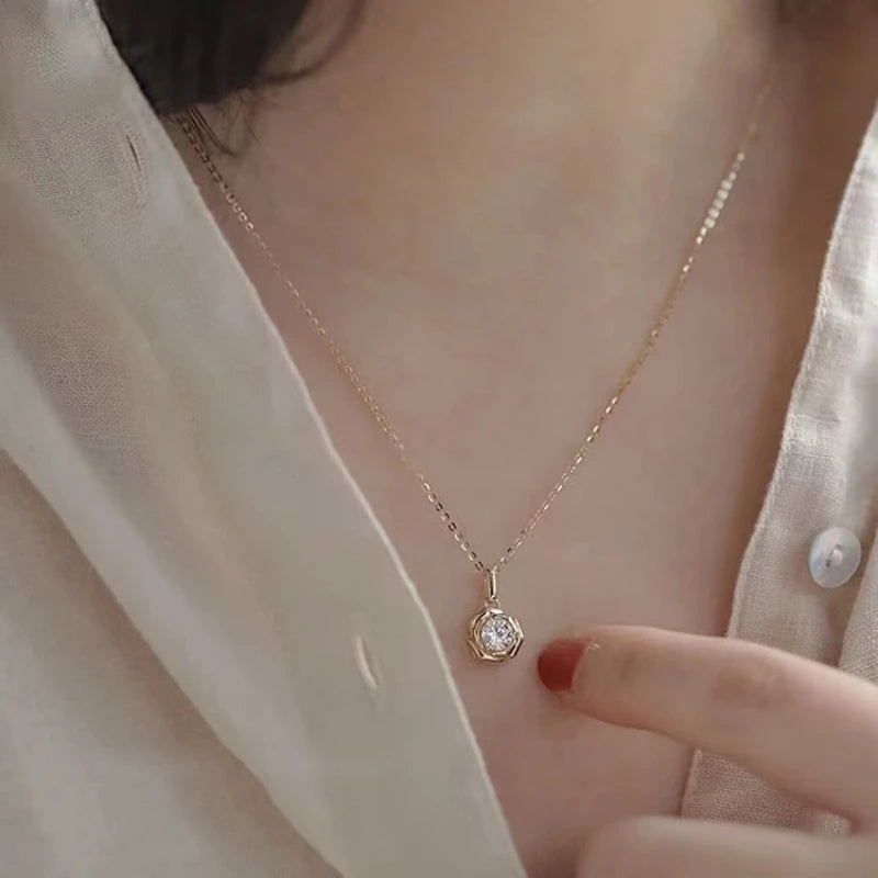 Fashion 100% 925 Sterling Silver Necklace For Women 18K gold Plated 5A Zircon Pendant Necklace Real Money Fine Jewelry - Floq & Raman