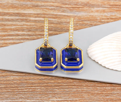 Fashion Geometric Women's Ear Buckle Earrings Zircon Gold Plated Engagement Wedding Birthday Gift Jewelry Accessories - Floq & Raman