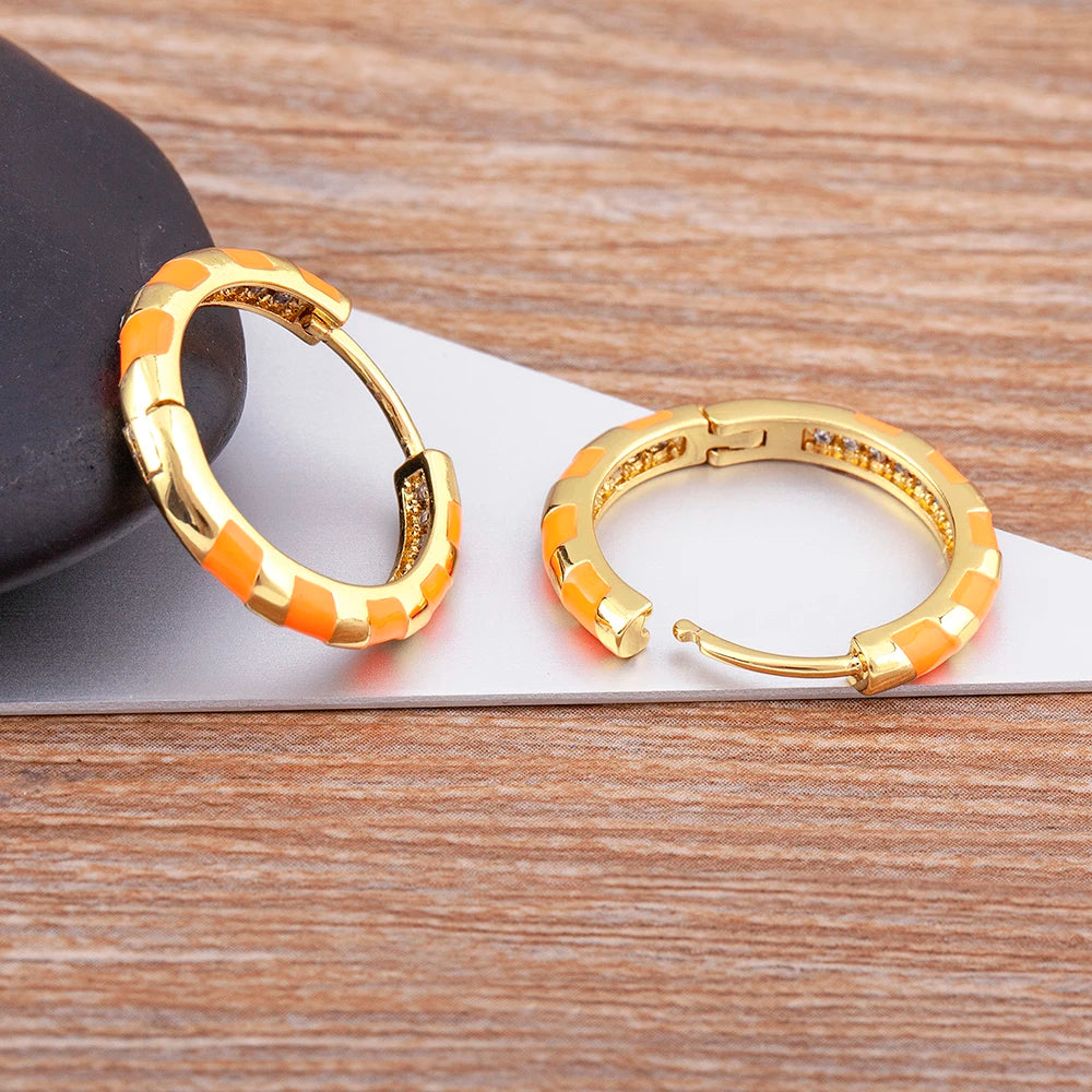 High Quality 6 Candy Colors Inlaid Zebra Stripe Pendant Fashion Earrings Enamel Oil Dripping Women's Simple French Jewelry Gifts - Floq & Raman