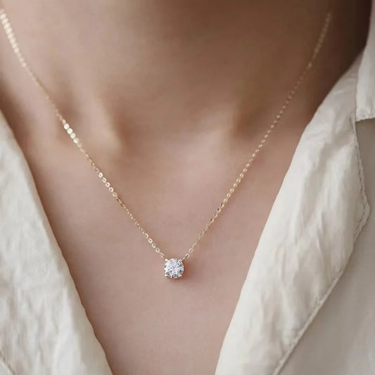 925 Sterling Silver Sparkling Clavicle Chain Choker 18K Necklace Simple 5A Zircon Gypsophila Pendant Necklace For Women - Floq & Raman