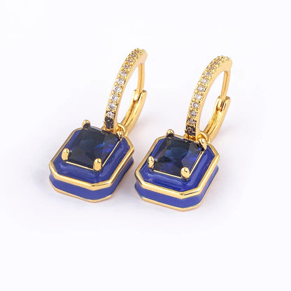 Fashion Geometric Women's Ear Buckle Earrings Zircon Gold Plated Engagement Wedding Birthday Gift Jewelry Accessories - Floq & Raman