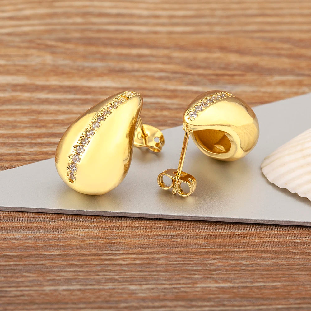 Classic High Quality Water Drop Shape Gold/Silver Color Women Girls Fashion Zircon Earrings Wedding Jewelry New Year Gift - Floq & Raman