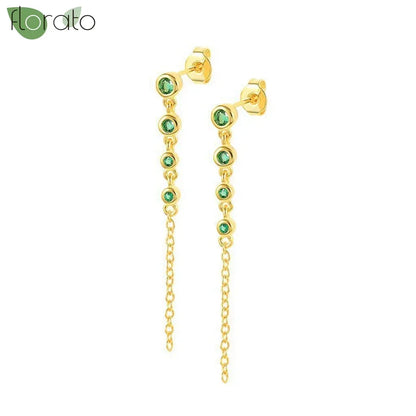 925 Sterling Silver Green Crystal CZ Hoop Earrings for Women | 2023 Luxury Gold Small Huggie Earrings | Fashion Piercing Jewelry - Floq & Raman