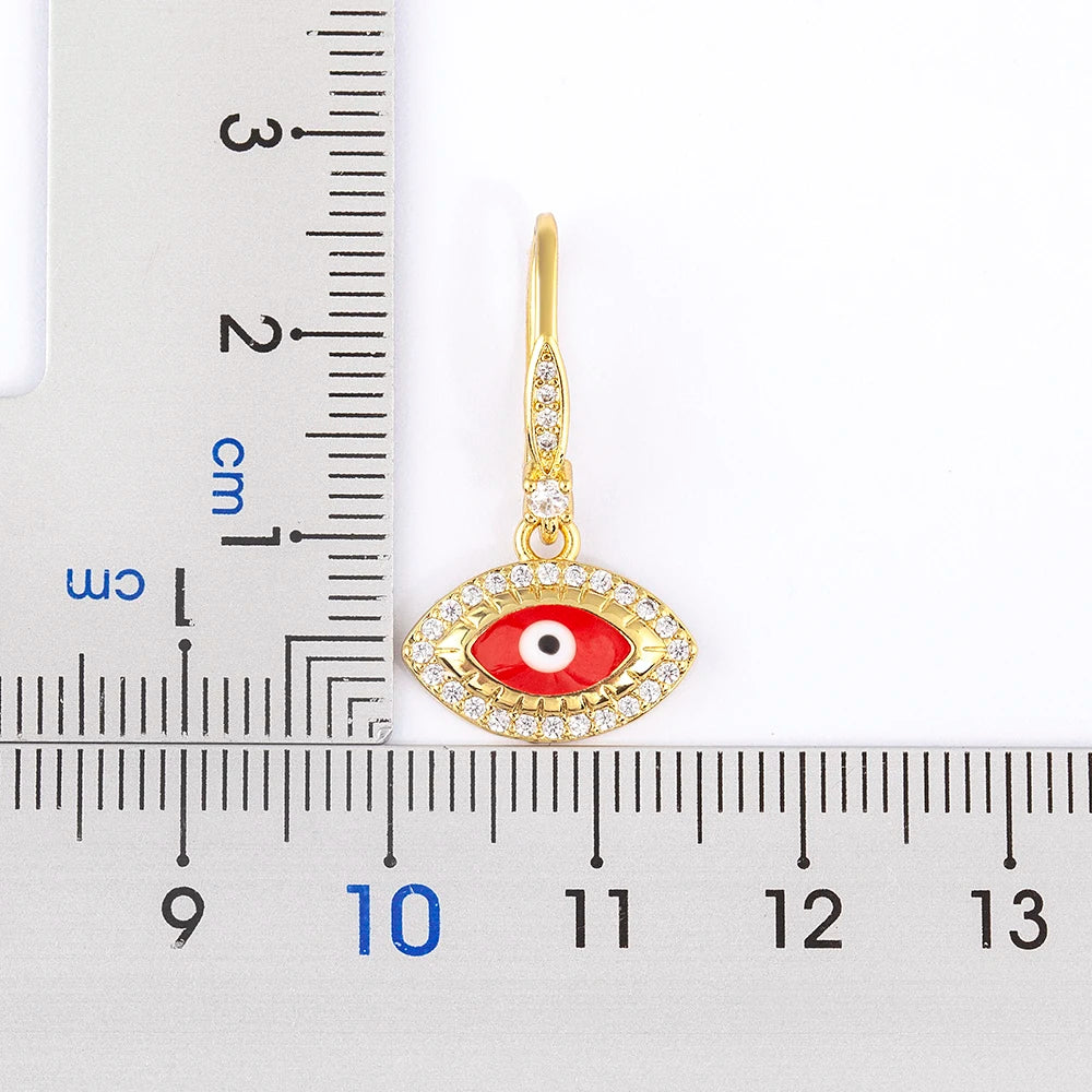 Nidin New Turkish Amulet Evil Eye Drop Earrings 4 Colors Lucky Charm Dangle Ear Hook Jewelry Birthday Wedding Gift Wholesale - Floq & Raman