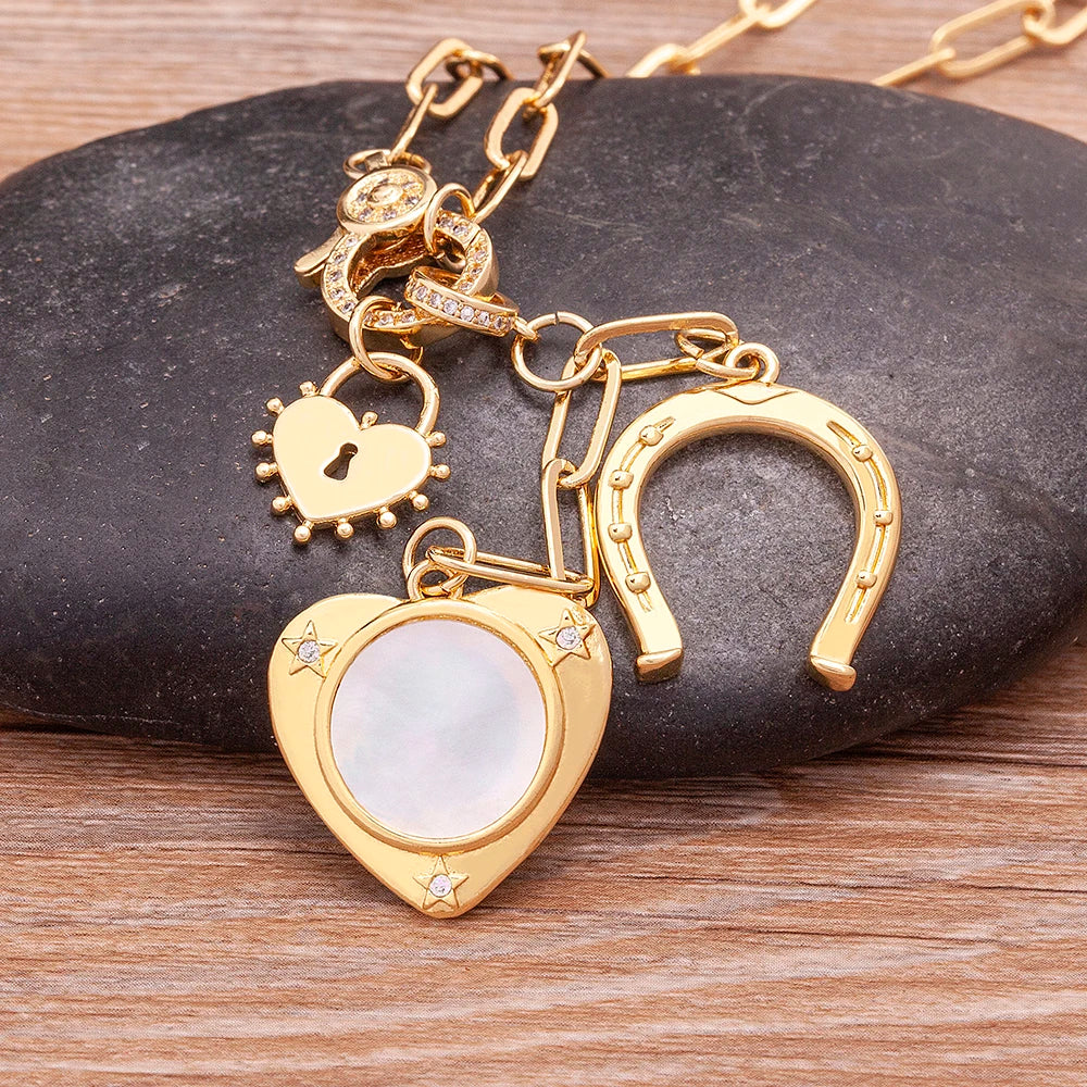 High Quality Love Heart Shape Charm Pendant Necklace For Women Female Elegant Aesthetic Chain Link Jewelry Gift Wholesale - Floq & Raman