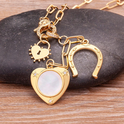 High Quality Love Heart Shape Charm Pendant Necklace For Women Female Elegant Aesthetic Chain Link Jewelry Gift Wholesale - Floq & Raman