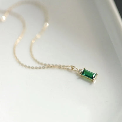 Real 925 Sterling Silver Plating 14K Gold Geometric Green Zircon Pendant Choker Necklace For Women Fine Jewelry - Floq & Raman