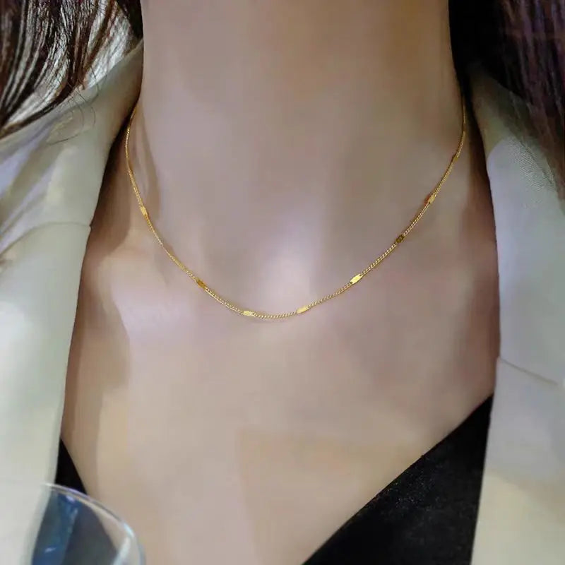 100% 925 Sterling Silver Choker Necklace for Women Clavicle Chain Simple Design for Girlfriend Birthday Party Gift Jewelry - Floq & Raman