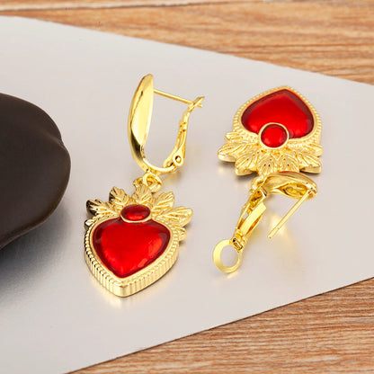 High Quality 6 Styles Sacred Heart Drop Earrings For Women Female Gorgeous Dazzling Ear Jewelry Accessories Party Gifts - Floq & Raman