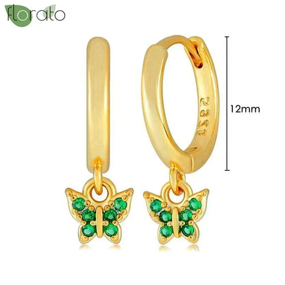 925 Sterling Silver Green Crystal CZ Hoop Earrings for Women | 2023 Luxury Gold Small Huggie Earrings | Fashion Piercing Jewelry - Floq & Raman