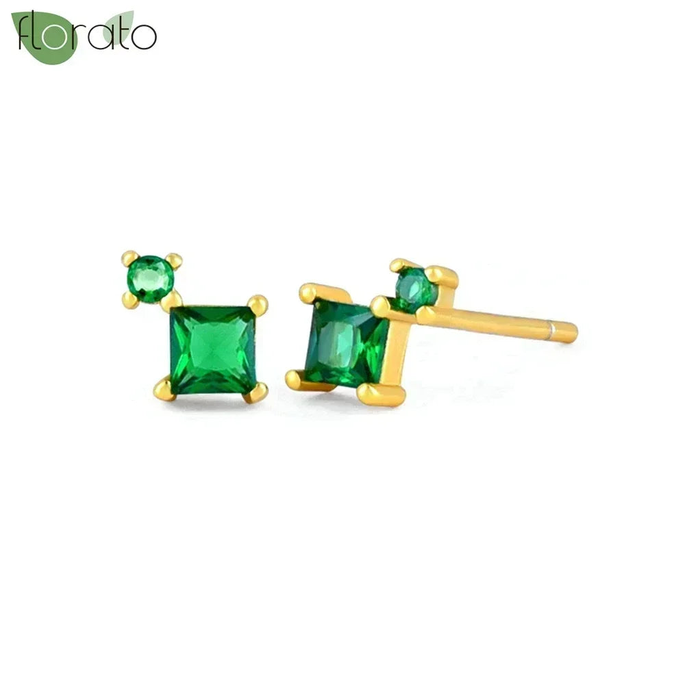 925 Sterling Silver Green Crystal CZ Hoop Earrings for Women | 2023 Luxury Gold Small Huggie Earrings | Fashion Piercing Jewelry - Floq & Raman