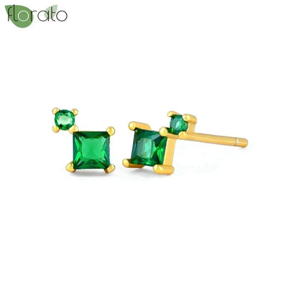 925 Sterling Silver Green Crystal CZ Hoop Earrings for Women | 2023 Luxury Gold Small Huggie Earrings | Fashion Piercing Jewelry - Floq & Raman